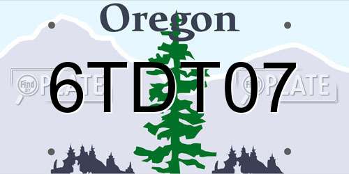 6TDT07 Oregon License Plate