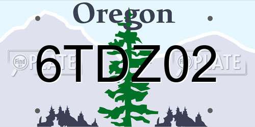 6TDZ02 Oregon License Plate
