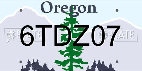 6TDZ07 Oregon License Plate