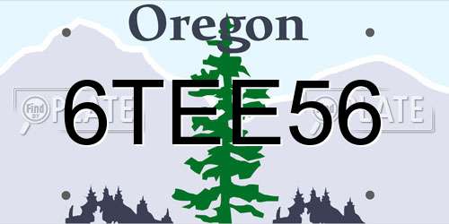 6TEE56 Oregon License Plate