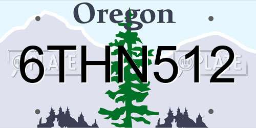 6THN512 Oregon License Plate