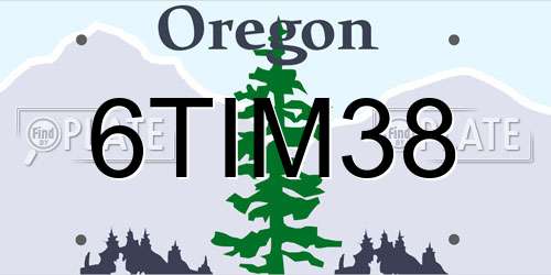 6TIM38 Oregon License Plate