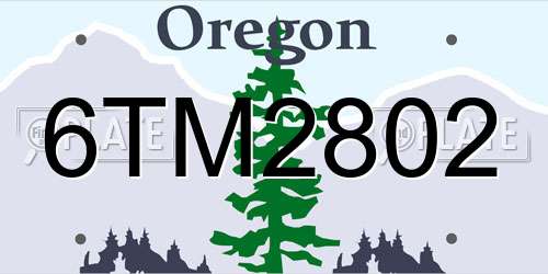 6TM2802 Oregon License Plate