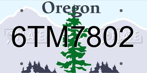 6TM7802 Oregon License Plate