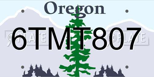 6TMT807 Oregon License Plate