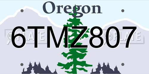 6TMZ807 Oregon License Plate
