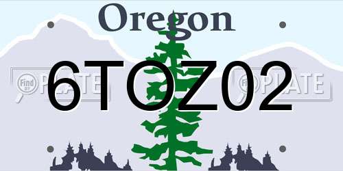 6TOZ02 Oregon License Plate