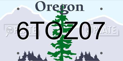 6TOZ07 Oregon License Plate