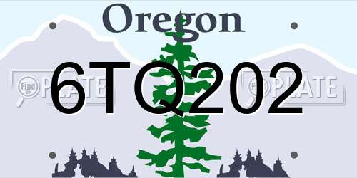 6TQ202 Oregon License Plate