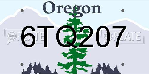 6TQ207 Oregon License Plate