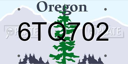 6TQ702 Oregon License Plate