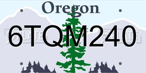 6TQM240 Oregon License Plate