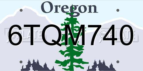 6TQM740 Oregon License Plate