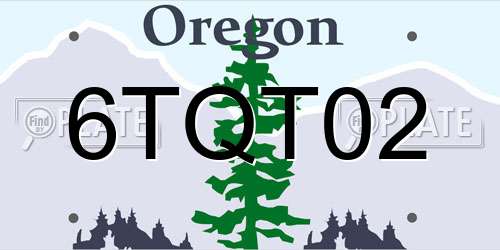 6TQT02 Oregon License Plate
