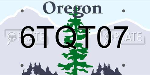 6TQT07 Oregon License Plate
