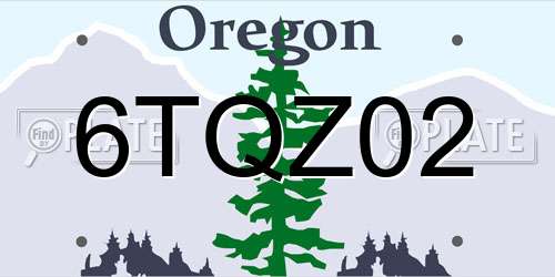 6TQZ02 Oregon License Plate