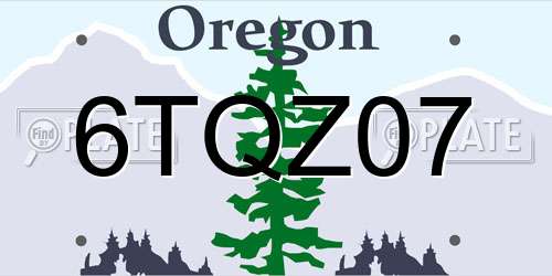 6TQZ07 Oregon License Plate