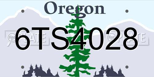 6TS4028 Oregon License Plate