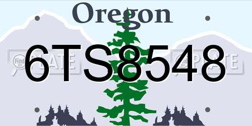 6TS8548 Oregon License Plate