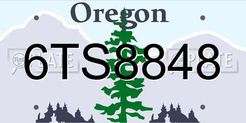 6TS8848 Oregon License Plate