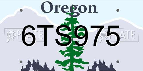 6TS975 Oregon License Plate