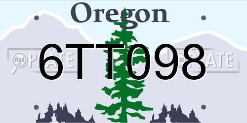 6TT098 Oregon License Plate