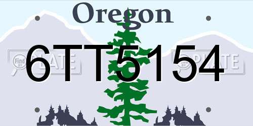6TT5154 Oregon License Plate