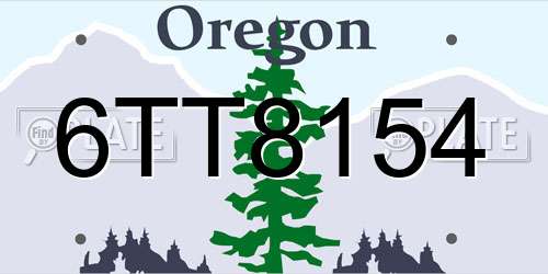 6TT8154 Oregon License Plate
