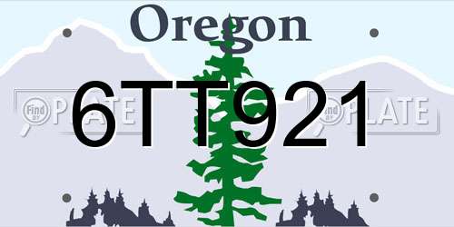 6TT921 Oregon License Plate