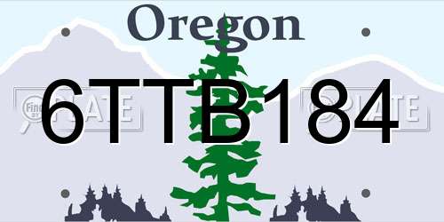 6TTB184 Oregon License Plate