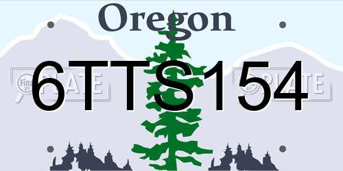 6TTS154 Oregon License Plate