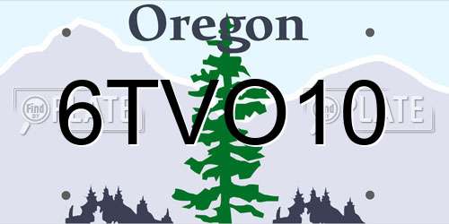 6TVO10 Oregon License Plate