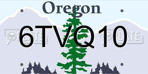6TVQ10 Oregon License Plate