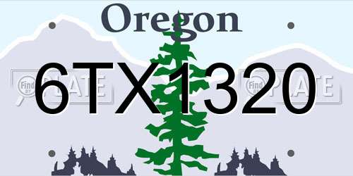 6TX1320 Oregon License Plate