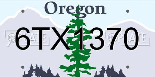 6TX1370 Oregon License Plate