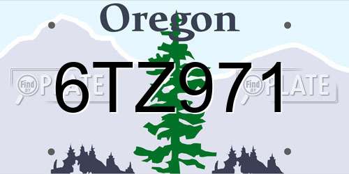 6TZ971 Oregon License Plate