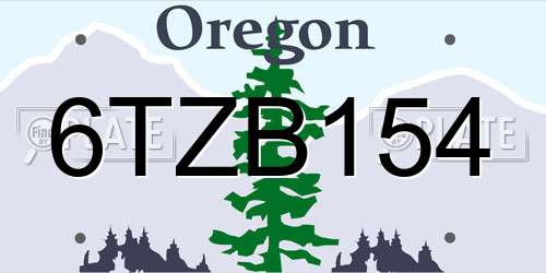 6TZB154 Oregon License Plate
