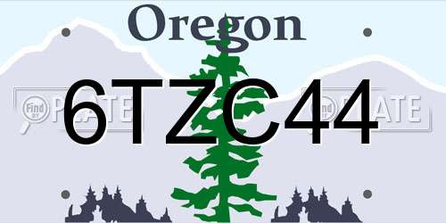 6TZC44 Oregon License Plate
