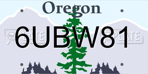 6UBW81 Oregon License Plate