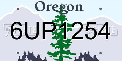 6UP1254 Oregon License Plate