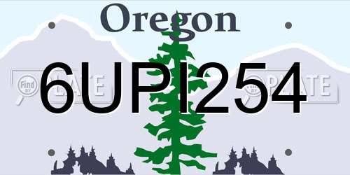 6UPI254 Oregon License Plate