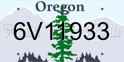 6V11933 Oregon License Plate