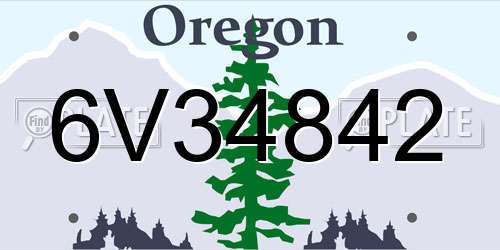 6V34842 Oregon License Plate