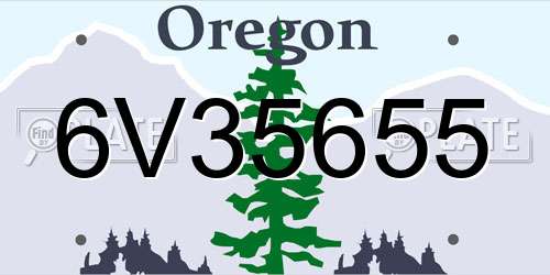 6V35655 Oregon License Plate