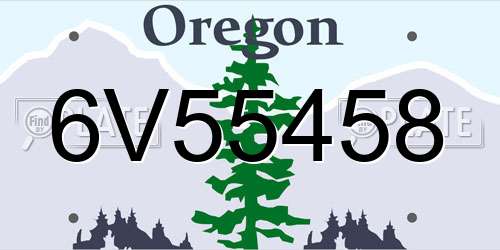 6V55458 Oregon License Plate