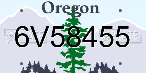 6V58455 Oregon License Plate