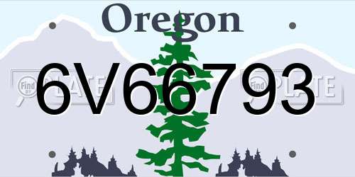 6V66793 Oregon License Plate