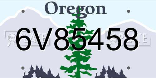 6V85458 Oregon License Plate