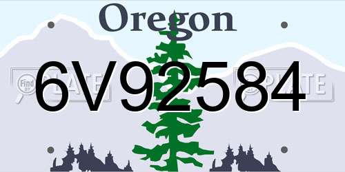 6V92584 Oregon License Plate
