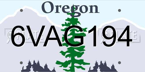 6VAG194 Oregon License Plate